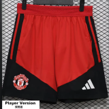 2026-27 Mens Manchester United Red Black Player Version Shorts Pants