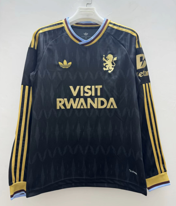 2026-27 Mens Aston Villa Away Black Long Sleeve Soccer Jersey