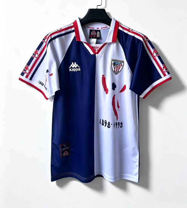 1997-98 Mens  Athletic Bilbao Away Retro Soccer Jersey