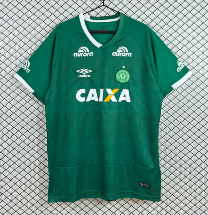 2016 Mens Chapecoense Home Green Retro Soccer Jersey