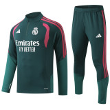 2026-27 Kids Real Madrid Sark Green Half Pull Training suit