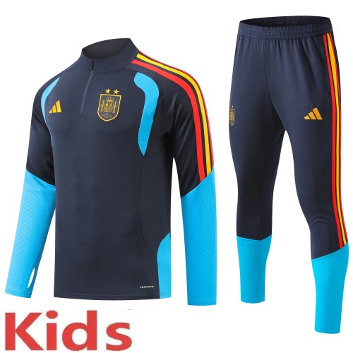 2026-27 Kids Spain Cyan Half Hull Training Suit(have two star ⭐⭐)