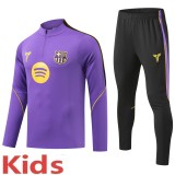 2026-27 Kids Barcelona Purple Half Pull Training Suit