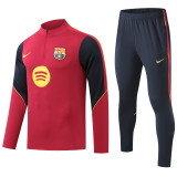 2026-27 Mens Barcelona Maroon Half Pull Training Suit (半拉链)