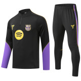 2026-27 Mens Barcelona Black Half Pull Training Suit (半拉链)
