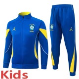 2026-27 Kids Brazil Blue Long-Pull Training Suit  E26128#
