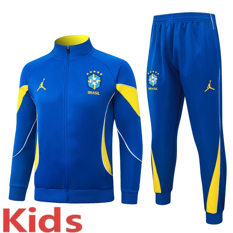 2026-27 Kids Brazil Blue Long-Pull Training Suit  E26128#