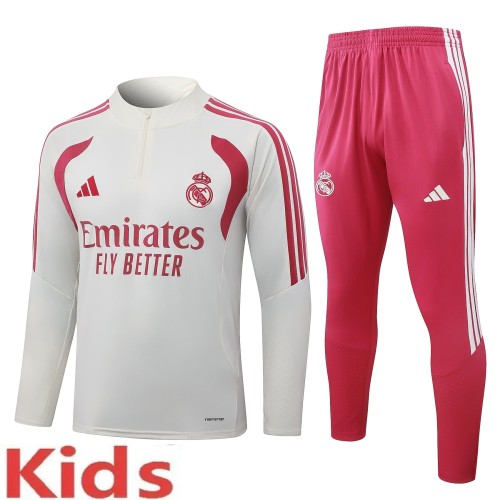 2026-27 Kids Real Madrid Beige Half Pull Training Suit E26130#