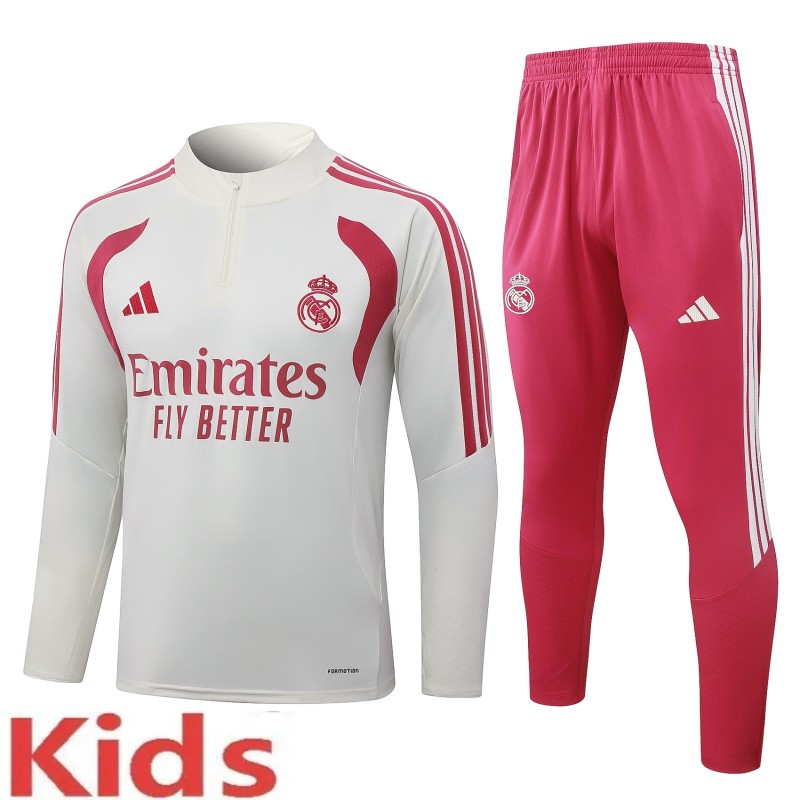 2026-27 Kids Real Madrid Beige Half Pull Training Suit E26130#