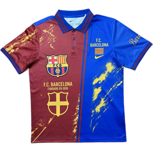 2026-27 Barcelona Special Edition Polo Red Blue Fans Soccer Jersey