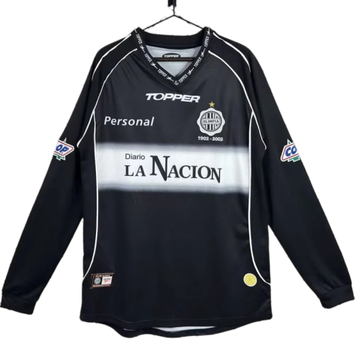 2002 Club Olimpia Away Black Long Sleeve Retro Soccer Jersey