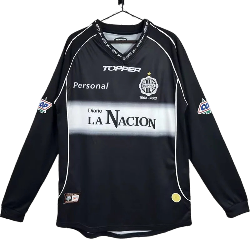 2002 Club Olimpia Away Black Long Sleeve Retro Soccer Jersey