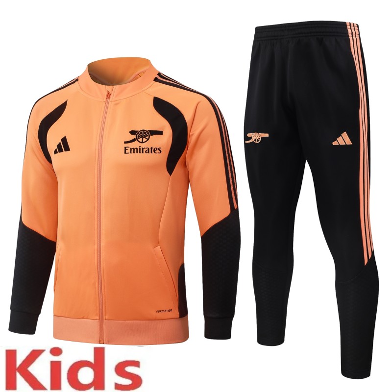2026-27 Kids Arsenal Orange Long Pull Training Suit E26134#