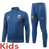 2026-27 Kids Argentina Grey Blue Long Pull Training Suit  E26142#