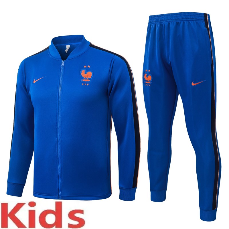 2026-27 Kids France Blue Long Pull Training Suit E26175#