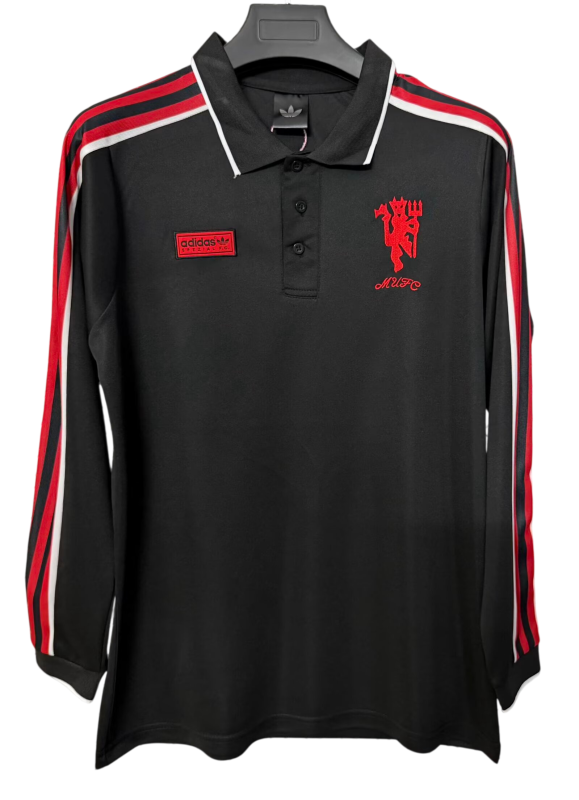 2026-27 Manchester United Polo Black Retro Long Sleeve Soccer Jersey