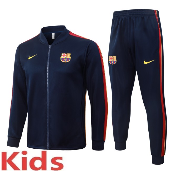 2026-27 Kids Barcelona Cyan Long Pull Training Suit E26147#