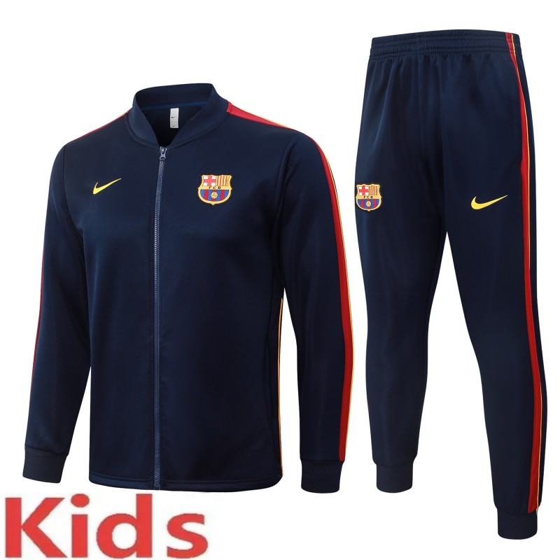 2026-27 Kids Barcelona Cyan Long Pull Training Suit E26147#