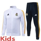 2026-27 Kids Real Madrid White Long Pull Training Suit E26148#