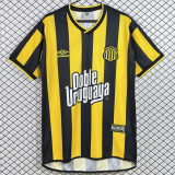 2002 Mens Atletico Penarol home Retro yellow black soccer jersey