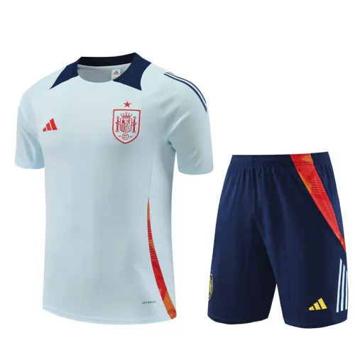 24/25 spain kids short -sleeved training suit Light blue