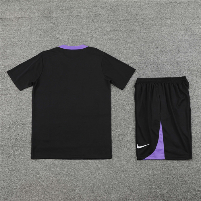24/25 England kids short -sleeved training suit black