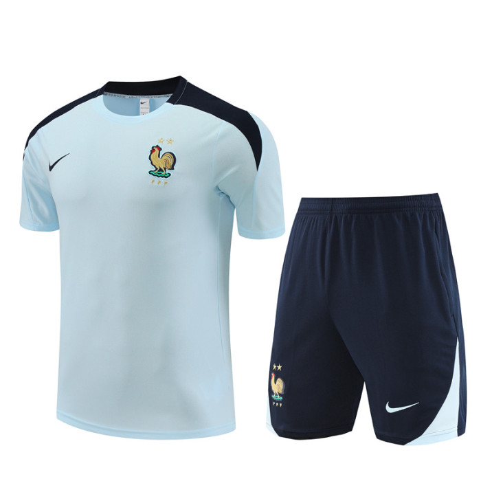 24/25  France kids short -sleeved training suit black