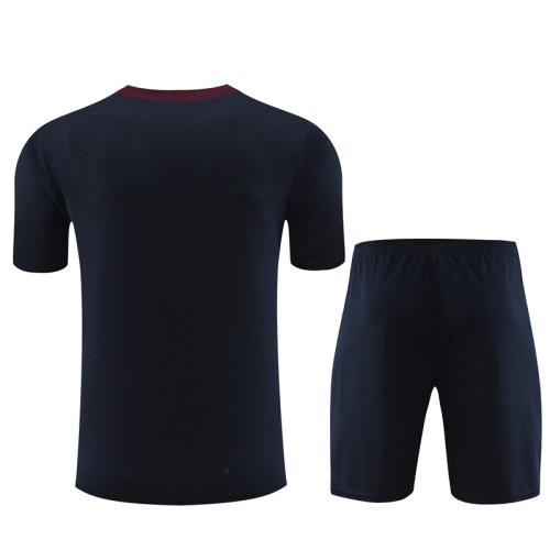 24/25 England kids short -sleeved royal blue training suit