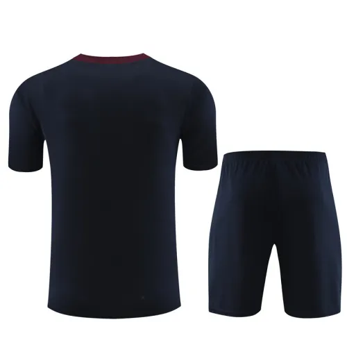 24/25 England kids short -sleeved royal blue training suit