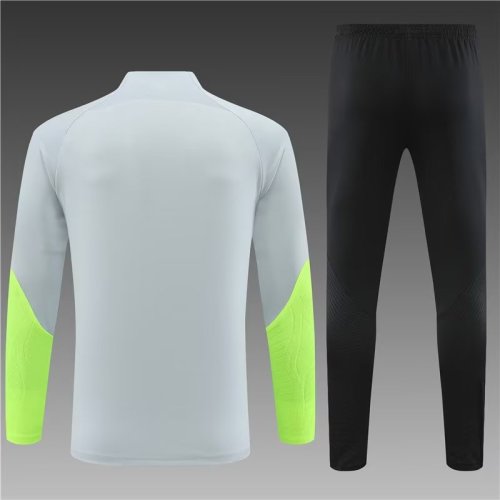 23/24PSG Jordan kids Light grey fluorescent green training suit
