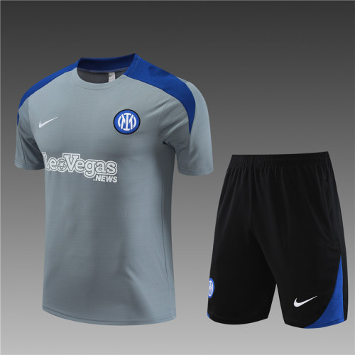 24/25 Inter Milan kids short -sleeved grey training suit