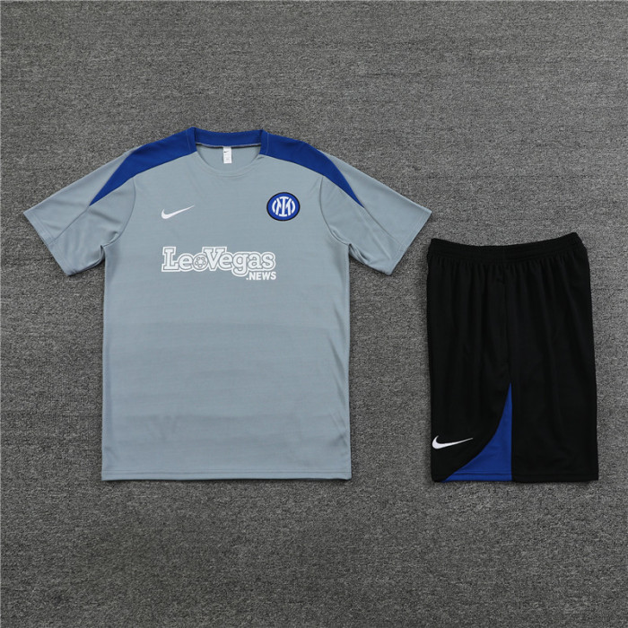 24/25 Inter Milan kids short -sleeved grey training suit
