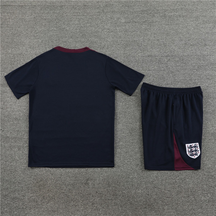 24/25 England kids short -sleeved royal blue training suit