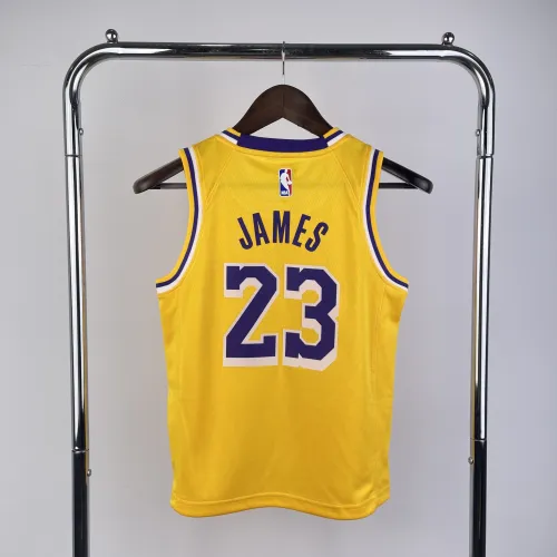 NBA Lakers #23 JAMES kids Basketball Jersey yellow