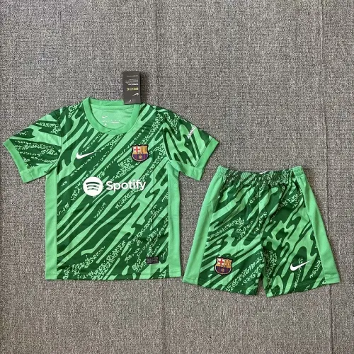 24/25 Barcelona Green goalkeeper third kids kit