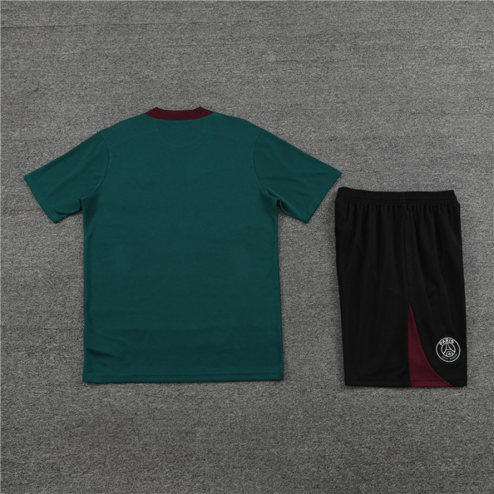 24/25 PSG kids short -sleeved green training suit