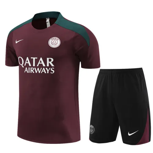24/25 PSG short -sleeved maroon training suit