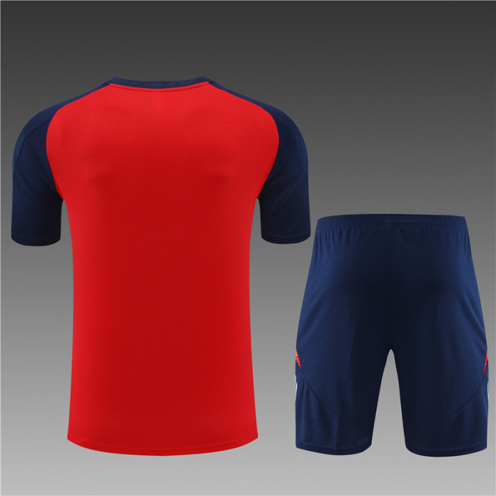 24/25 spain short -sleeved training suit red