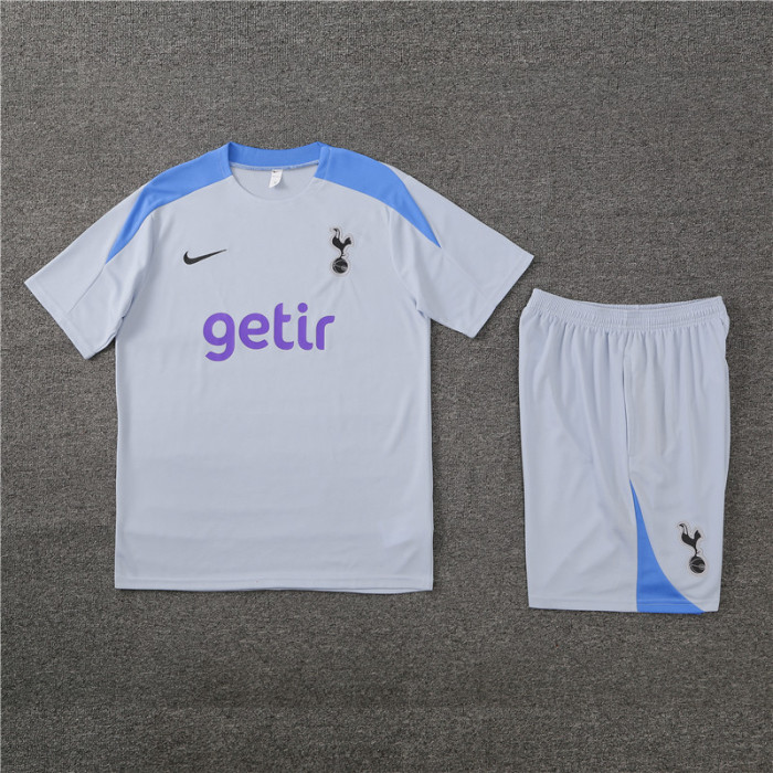 24/25 Tottenham Hotspur kids Short sleeve light gray training suit