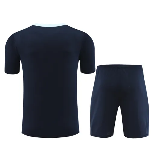 24/25  France kids short -sleeved training suit Royal Blue