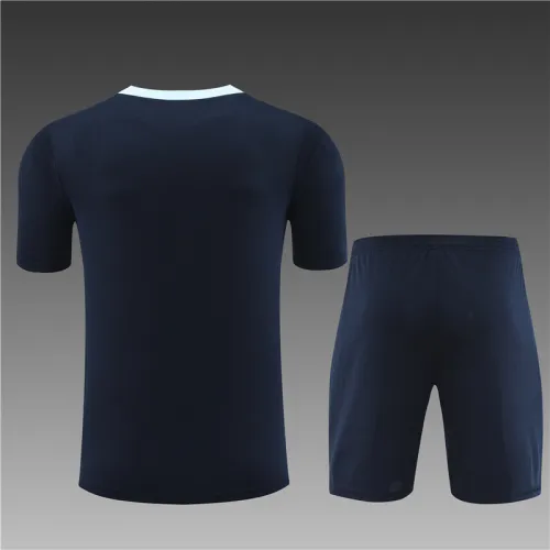 24/25 France short -sleeved Dark blue training suit