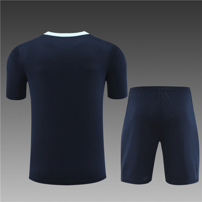 24/25 France short -sleeved Dark blue training suit