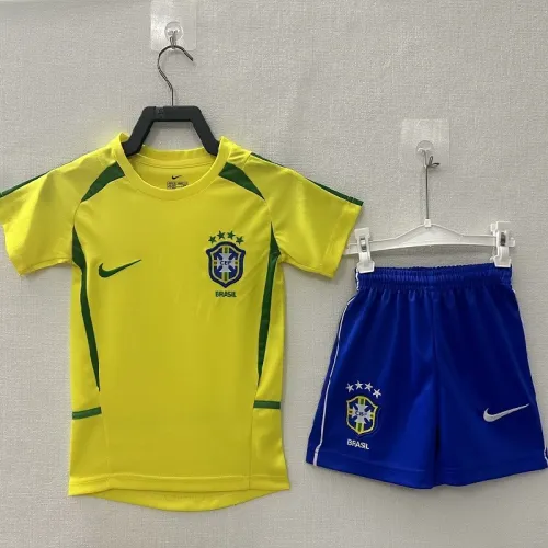 Retro 2002 Brazil home kids kit