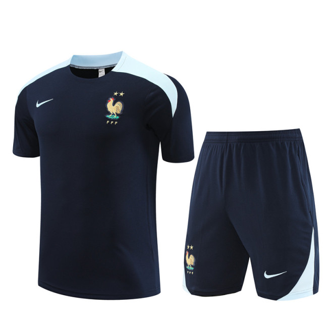 24/25 France kids short -sleeved training suit Royal Blue