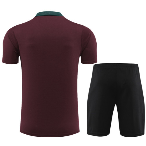 24/25 PSG kids short -sleeved maroon training suit