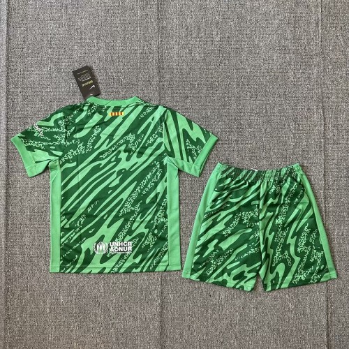 24/25 Barcelona Green goalkeeper third kids kit