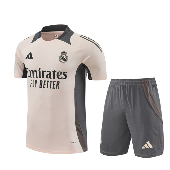 24/25 Real Madrid kids Short sleeve training suit light yellow