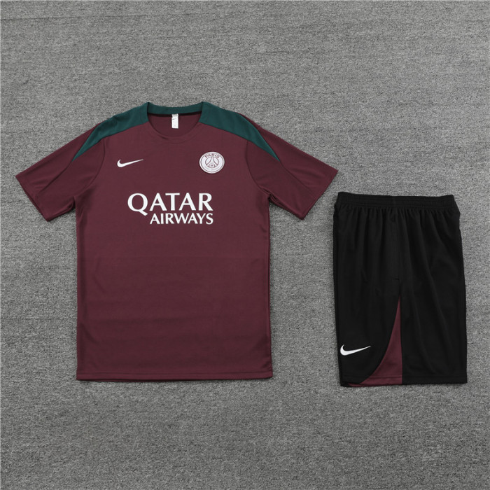 24/25 PSG short -sleeved maroon training suit