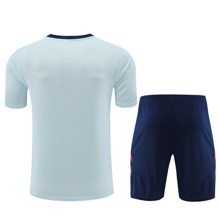 24/25 spain kids short -sleeved training suit Light blue