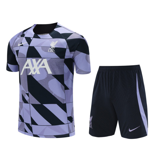 23/24 Liverpool Short sleeve purple black training suit